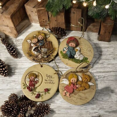VTG La Berge Handmade Nativity Ornaments Angel Holiday Collectibles Lot of 4 80s