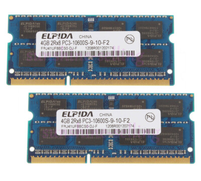 Elpida 2X 4 GB 2Rx8 PC3-10600 Speicher RAM SO-DIMM Laptop DDR3 1333 MHz Intel