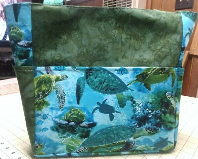 Sea Turtles Beach Sand Water Ocean Aquatic Purse/Project Bag Handmade 12x12 