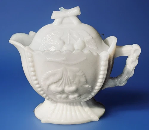 VTG Cottage Core Westmoreland Cherries & Fruit Milk Glass Creamer USA