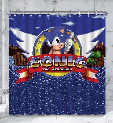 Sonic The Hedgehog Classic Duschvorhang Retro Game Artwork 180x180cm Neu