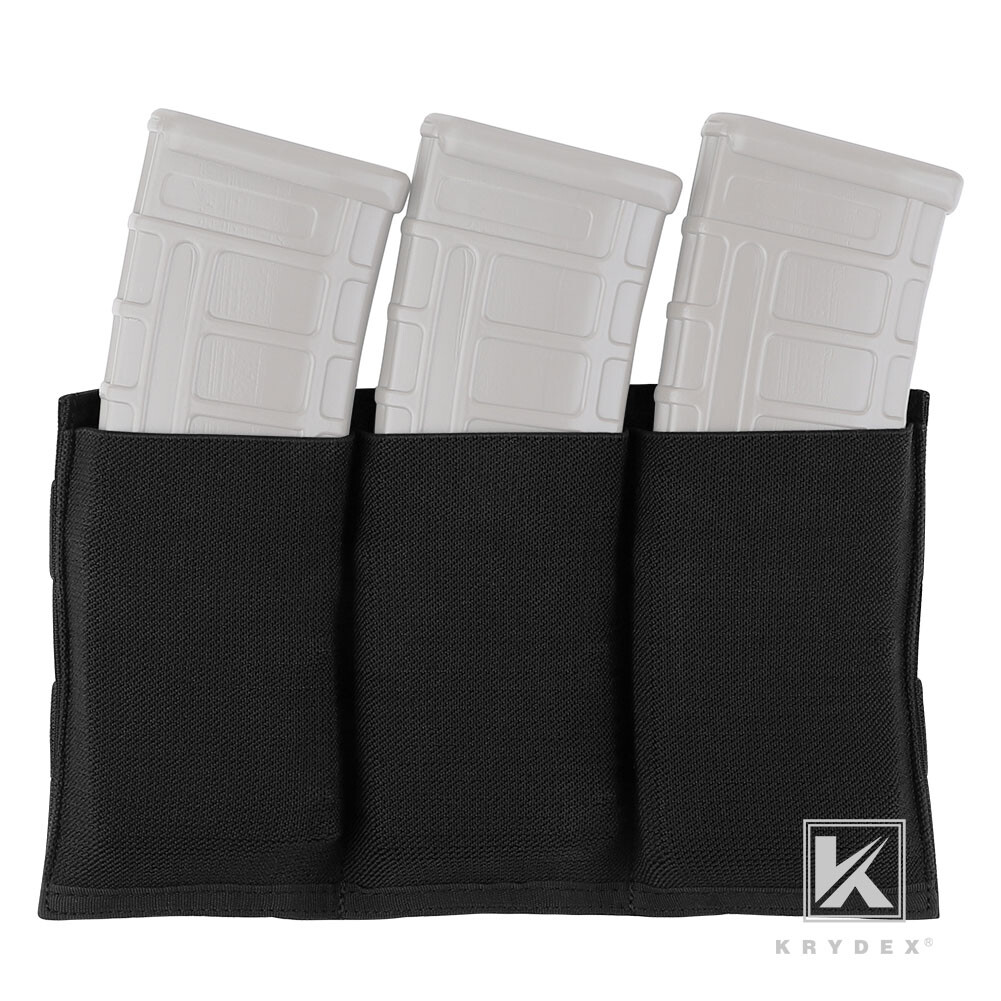 KRYDEX Tactical Triple 5.56 Open Top Mag Pouches Magazine Carrier MOLLE Black