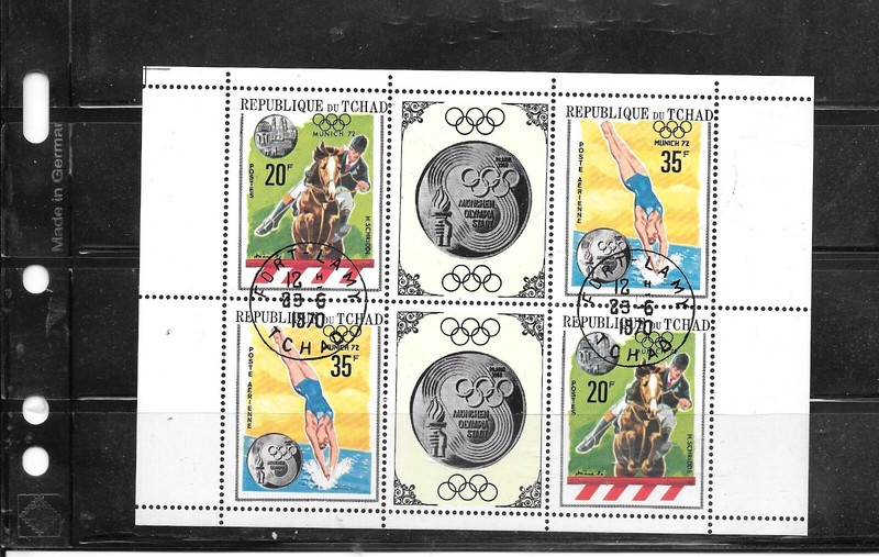CHAD 1970 OLYMPICS SOUVENIR SHEET CTO USED XF OLD PICORIAL TOPICAL STAMPS