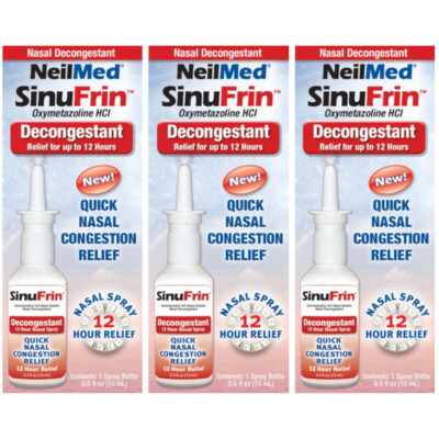 3 Pack - NeilMed SinuFrin Nasal Decongestant Spray 15mL (0.5fl oz) Each