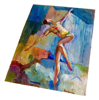 Expressive Dance Figure Elizabeth Maxwell Oil Painting Abstract 14'' Ballet Yoga