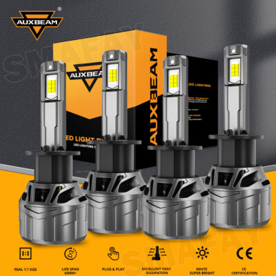 AUXBEAM H1 H1 Canbus LED Headlight High Low Beam Kit Bulbs White 6500K 28000LM