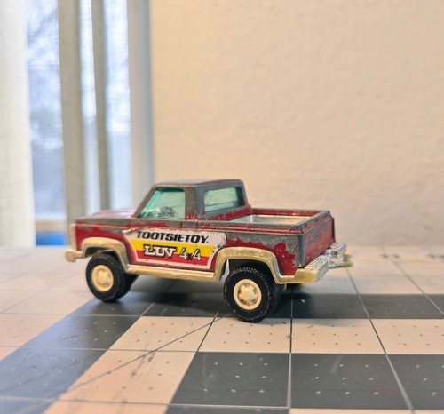 Vintage Tootsie Toy Red Chevy Luv Die Cast Modellauto 4x4 Pickup Truck - Bild 4 von 9