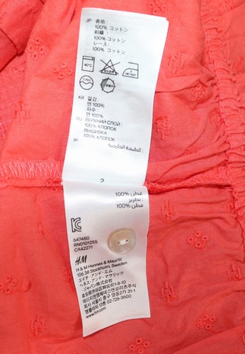 Women’s H&M Short Sleeve Red 100% Cotton Embroidered Blouse Top Shirt UK6 - Picture 7 of 10