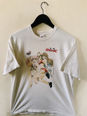 Vintage 2006 Animagic Koh Kawarajima AnimaniA-Magazin Pinup Mädchen T-Shirt weiß
