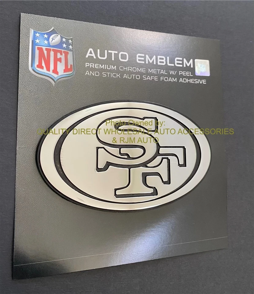 San Francisco 49ers Premium Solid Metal Logo Car Truck Emblem Decal Chrome Auto - Image 2 of 4