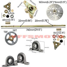 740mm Go Kart Rear Axle Complete Disc Brake Sprocket Fit ATV Dirt Bike Buggy DIY