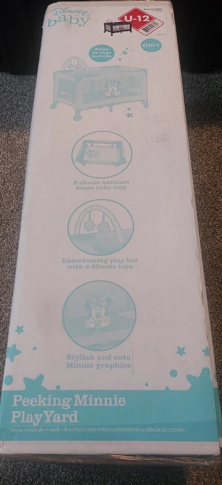 Disney Baby 3D Ultra Play Yard con moisés y bolsa de almacenamiento, Peeking Minnie NUEVO Foto 3 de 4