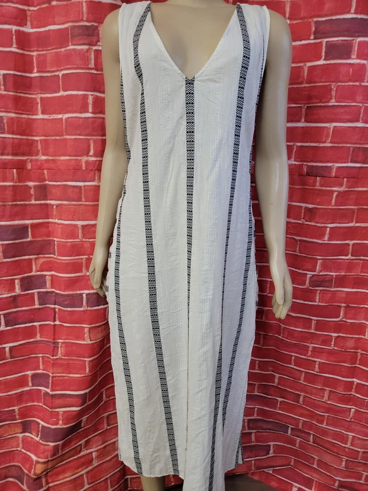 ViX Paula Hermanny женщин полоски Luanna кафтан в размер M слоновой кости/черный #W3 - Изображение 3 из 4