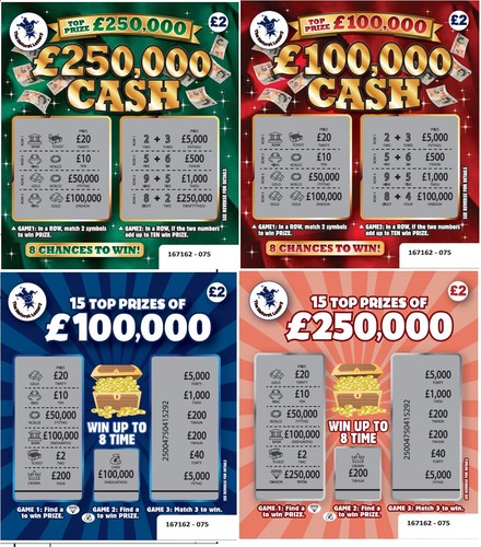 FAKE JOKE LOTTERY SCRATCH CARDS TICKETS £100,000 + £250,000 BEST ON EBAY!!!