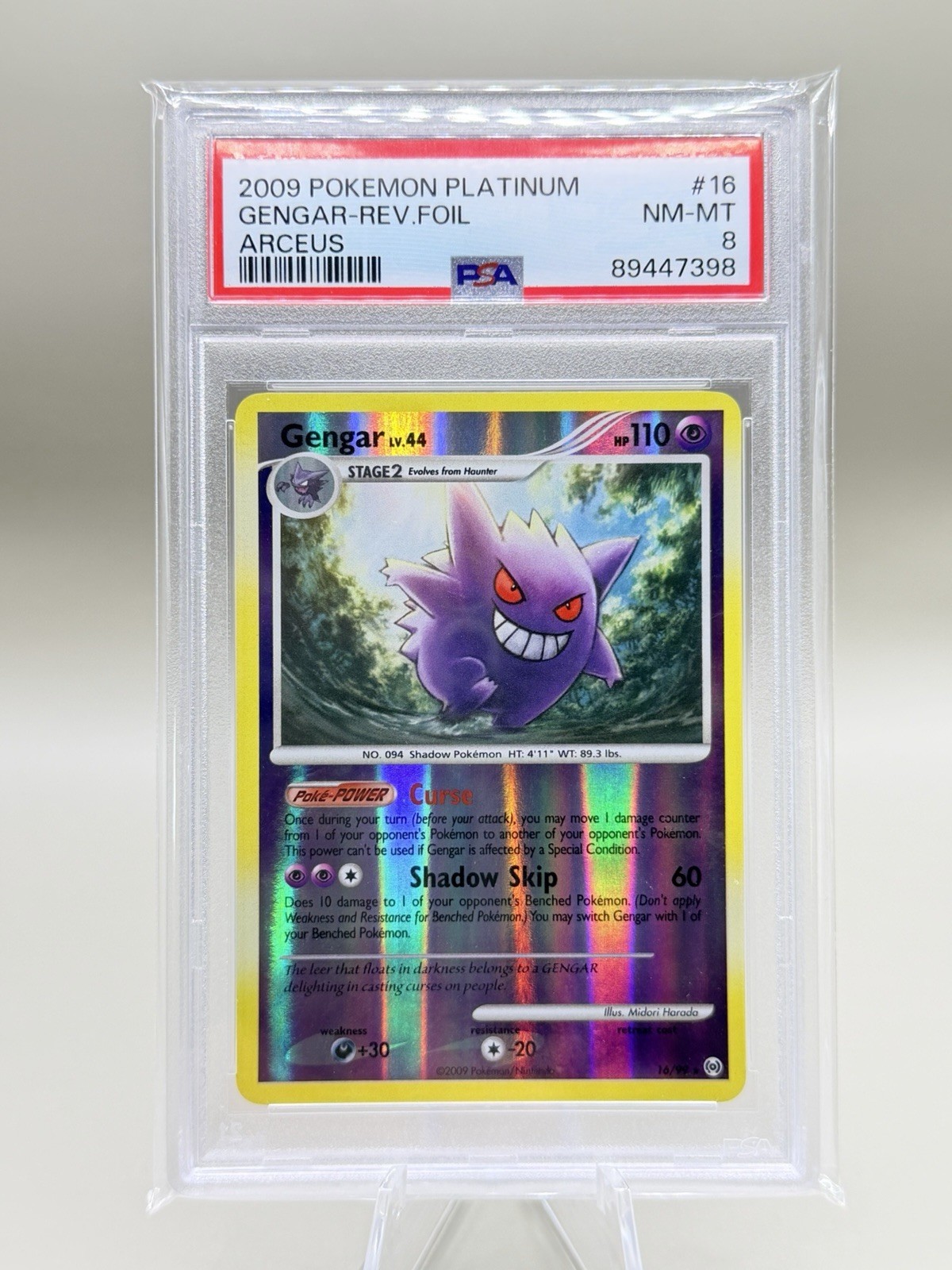 2009 POKEMON PLATINUM ARCEUS #16 GENGAR-REV.FOIL ARCEUS PSA 8