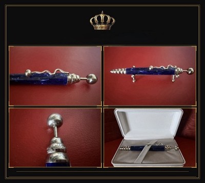 Jean Pierre Lepine Zig Zag Marbled Blue Ballpoint Pen Paris Vintage