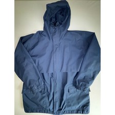 Eddie Bauer Gore-Tex Hooded Rain Jacket Mens XL Blue Waterproof Gorpcore Vintage