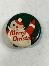Esso Vintage 1940s-50s Merry Christmas Pin Santa Claus Holiday Pinback Waving