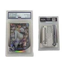 Will Warren New York Yankee Signed 2025 Bowman Chrome Refractor Autographed PSA