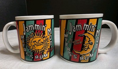 Set of Meyer's Dark Rum JAMMIN' MON Sun & Moon logo coffee mugs