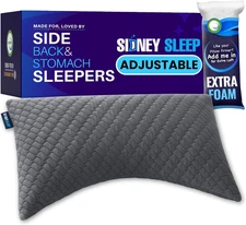 Sidney Sleep Bed Pillow for Side and Back Sleepers - Queen Size - Adjustable Fil