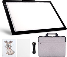 Rechargeable A4 LED Light Pad with Padded Case, Tracing Light Box W/Riser Stands