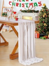 10Ft 1 Piece White Chiffon Table Runner 27x120 Inches Sheer Chiffon Fabric Br...