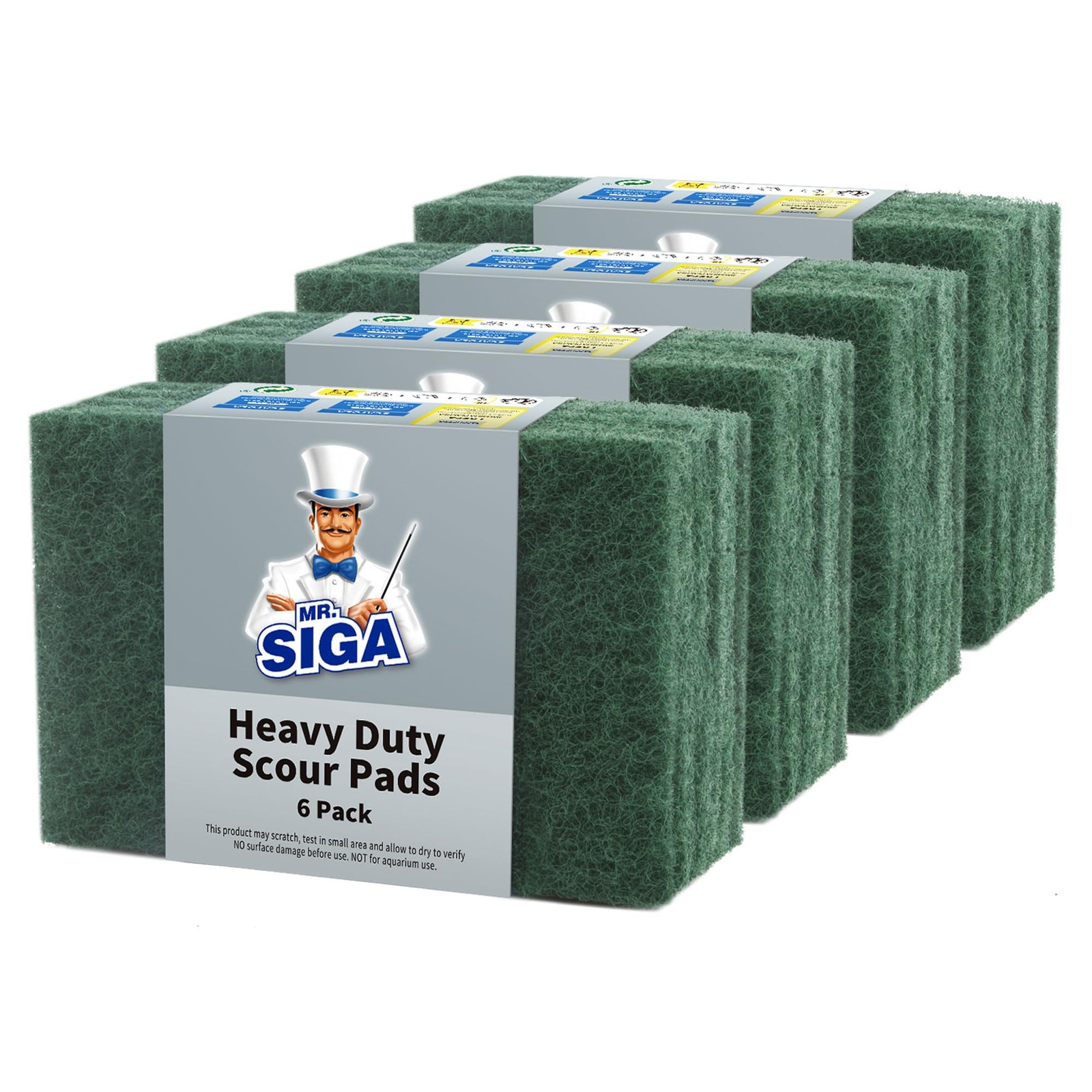 MR.SIGA Heavy Duty Scouring Pads, Household Scrubber 24 Green
