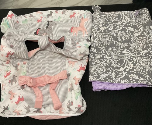 Baby Lot Goldbug Cart Cover & Carseat Canopy Grey Purple Infant Toddler Set