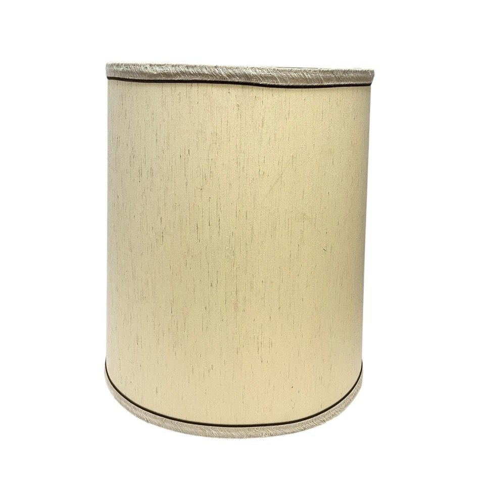 Pantalla de lámpara de tambor texturizada de 16 pulgadas de alto borde de cable marrón crudo Foto 2 de 4