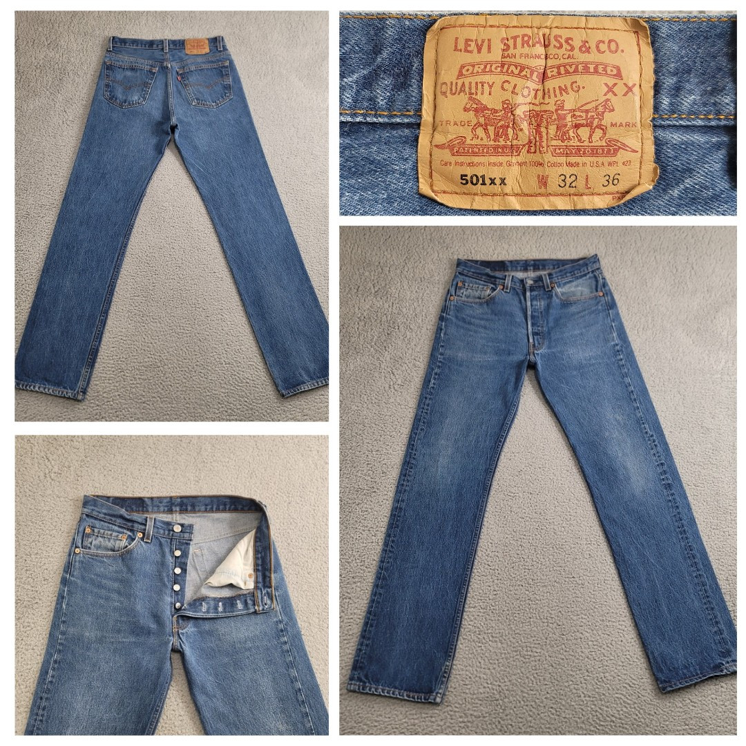 501xx オリジナル Vintage Levi's 501 XX Jeans Mens 30x31 Blue Original Shrink