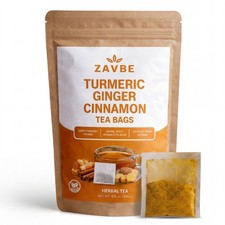 120 Turmeric Ginger Cinnamon Tea Bags, Natural Herbal Tea, Caffeine- Free