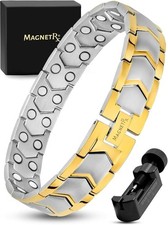 MagnetRX Ultra Strength Magnetic Bracelet Arthritis Pain Relief Gold Silver
