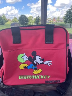 Vintage Mickey Mouse Bowling Bag Team Mickey Brunswick Disney Red