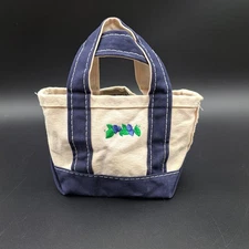 Rare Vintage L.L.Bean  Mini BOAT AND TOTE Blueberries Canvas Bag USA White Blue