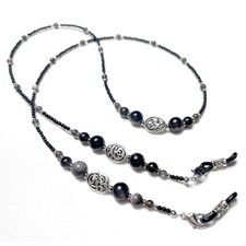 Beaded Glasses Chain,Eyeglass  Sunglass Strap For Women Stylish Obsidian