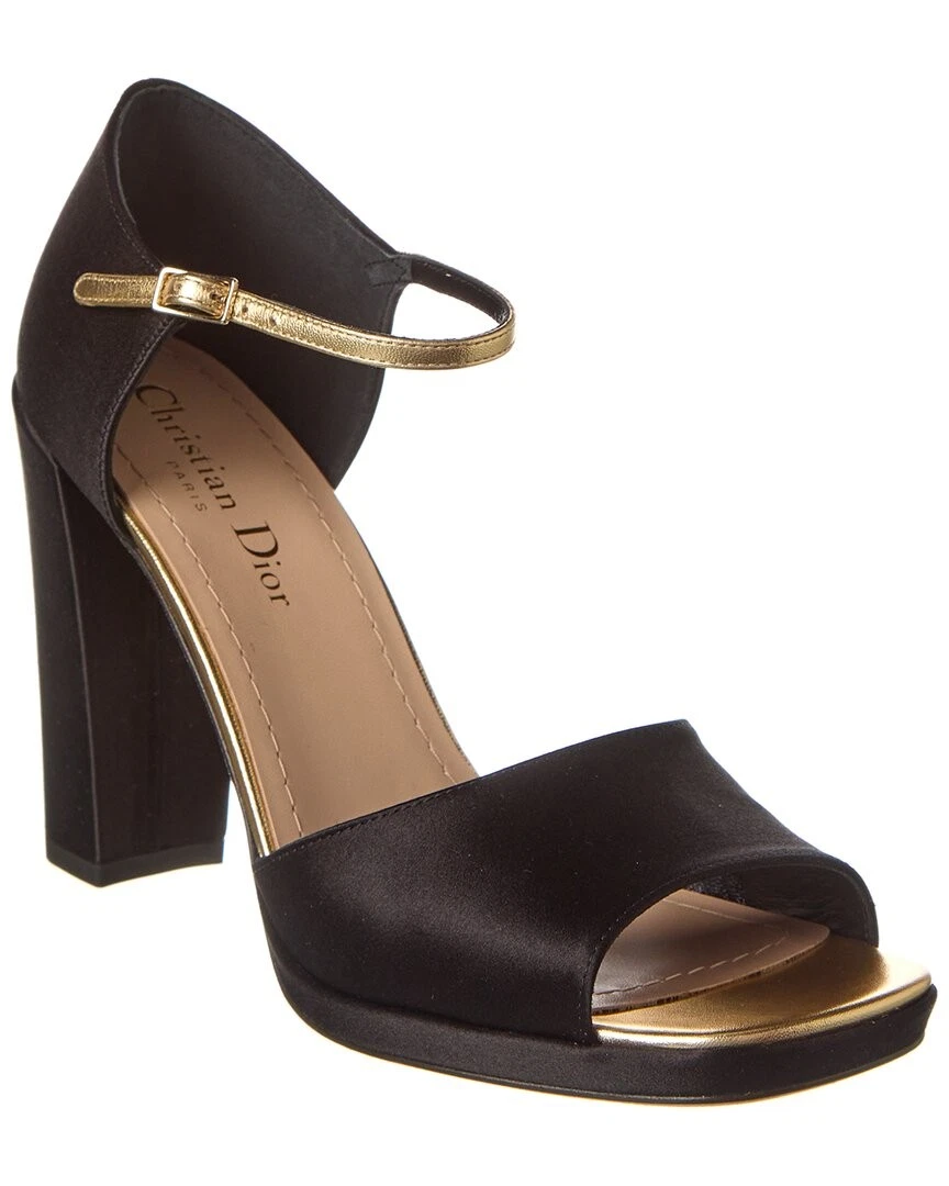 Sandale femme Dior Illusion satin et cuir noir 36,5
