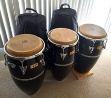 3 LP Black Fiberglass Congas - Quinto Conga Tumba - PICKUP ONLY NORTH ORLANDO FL