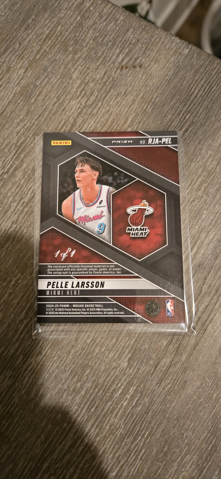 2024-25 Mosaic Choice Pelle Larsson Nebula RPA Prizm Auto #1/1 Nike Swoosh view 4