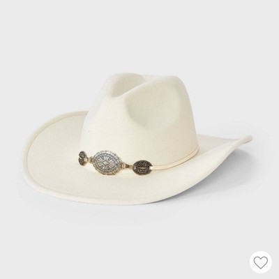 Universal Thread Cream Felt Down Brim Western Hat, One Size Fits Most