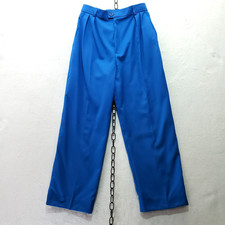 80s Blue Women's Yves Saint Laurent High Waisted Pleated Tapered Wool Pants 38