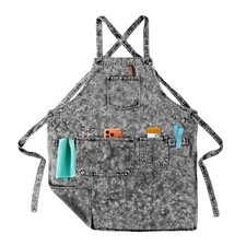 Unisex Denim Apron with Pockets for Cooking Craftsmen Jean Work Apron Black