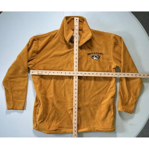 VTG Y2K Missouri Tigers Fleece Jacket Mens M Gold Full Zip Mizzou Preppy Fall image 3