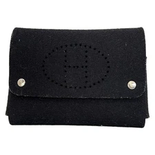 Auth HERMES Etui Cult GM - Black Felt None Pouch