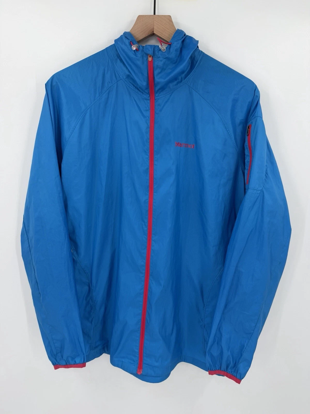 Marmot Jacket Mens XL Blue Full Zip Ripstop Lightweight Packable Windbreaker