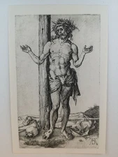 Copper intaglio print from 1918. The pain man with arms outstretched. Albrec