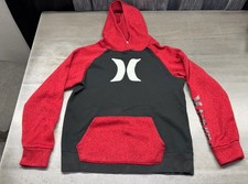 Hurley Boys Hoodie Pullover Graphic Long Sleeve Black Red XL New Kangaroo Pocket