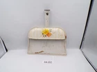 Rare Vintage White with Stripes Metal Dustpan Floral Folk Art Decor