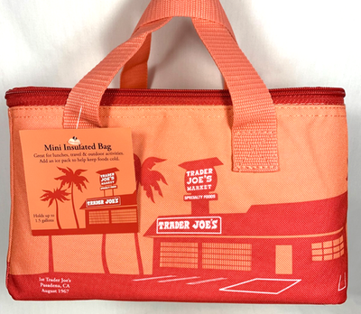 Trader Joe's Mini Insulated Tote Bag Peach or Teal or Both Set
