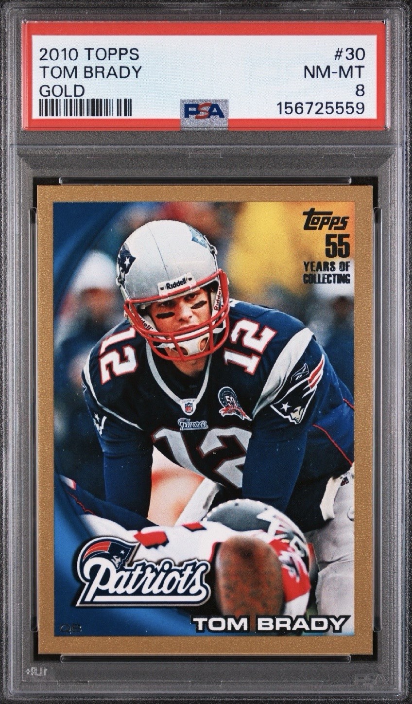 2010 Topps 🥇🔥Gold #30 Tom Brady #d/2010 PSA 8 NM-MT, Patriots 🐐